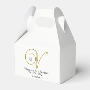 Personlig Topografi Guld Monogram Brev ''V' Presentaskar