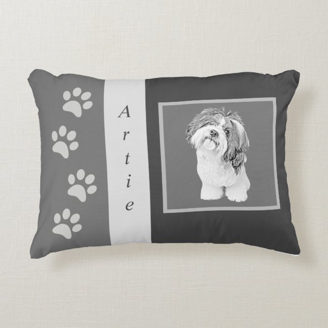 Personlig Toppen Cute Shih Tzu accent Pillow Prydnadskudde (Framsidan)