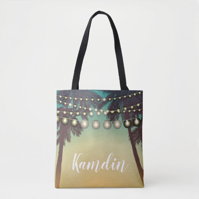 Personlig Tote Bag Beach Sunset Tygkasse (Framsida)