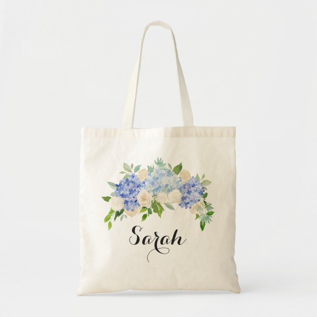Personlig Tote Bag. Blommigt Tote Bag. Bridesmaid Tygkasse (Framsidan)