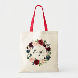 Personlig Tote Bag. Blommigt Tote Bag. Bridesmaid Tygkasse