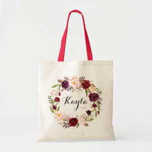 Personlig Tote Bag. Blommigt Tote Bag. Bridesmaid Tygkasse