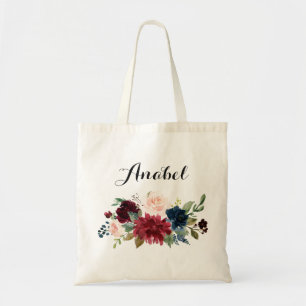 Personlig Tote Bag. Blommigt Tote Bag. Bridesmaid Tygkasse