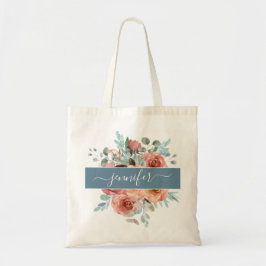 Personlig Tote Bag, Blommigt Tote Bag. Bridesmaid Tygkasse