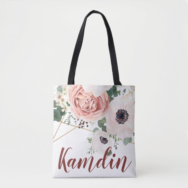 Personlig Tote Bag Geometric Garden Ro Anemon Tygkasse (Framsida)