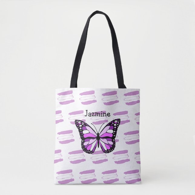 Personlig Tote Bag med Lila Butterfly Tygkasse (Framsida)