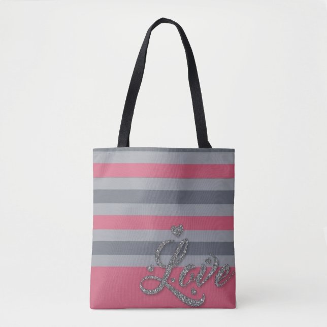 Personlig Tote Bag med Rosa Rand Tygkasse (Framsida)