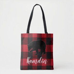 Personlig Tote Bag Red Buffalo Play Bear Black Tygkasse