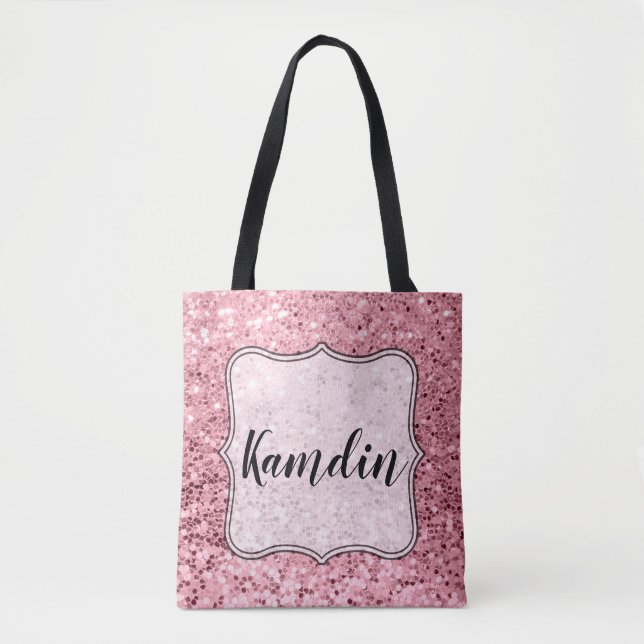 Personlig Tote Bag Ro Guld Glitter Tygkasse (Framsida)