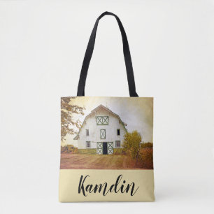 Personlig Tote Bag Sunset Barn Land Rustic F Tygkasse