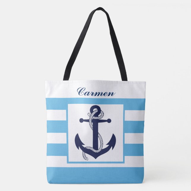 Personlig Tote Bag - till Beach! Tygkasse (Framsida)