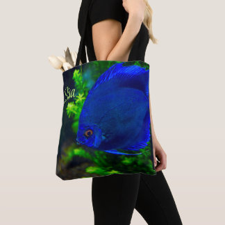 Personlig Tote bags - blå tropiska fiskar Tygkasse