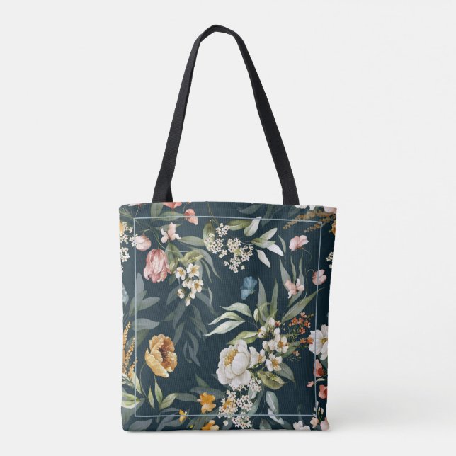PERSONLIG TOTE BAGS - BLOMMÖNSTER TYGKASSE (Baksida)