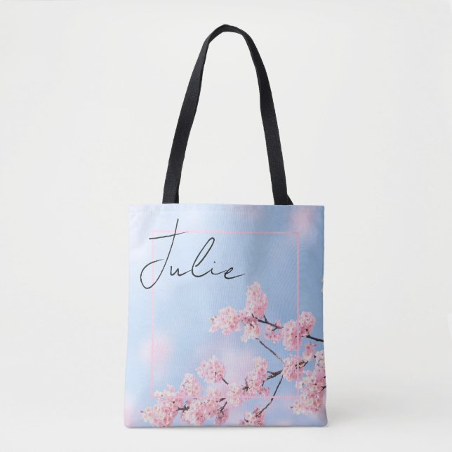 Personlig Tote bags - Rosa Blommar av körsbär Tygkasse (Framsida)