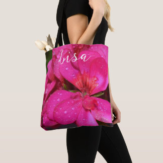Personlig Tote bags - Rosa Geranium Tygkasse