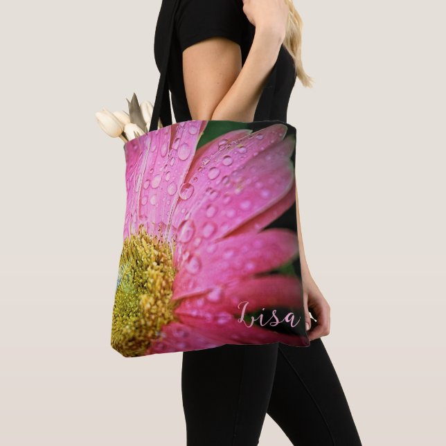 Personlig Tote bags - Rosa Gerbera Daisy Tygkasse (Närbild)