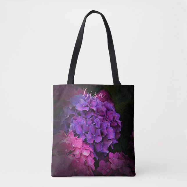 Personlig Tote bags - Rosa och Lila Hydrangea Tygkasse (Framsida)