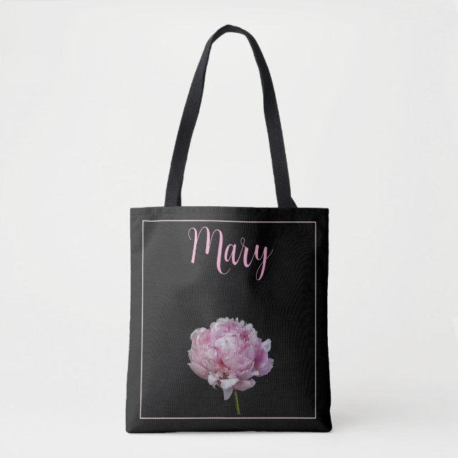 Personlig Tote bags - Rosa Peony Tygkasse (Framsida)
