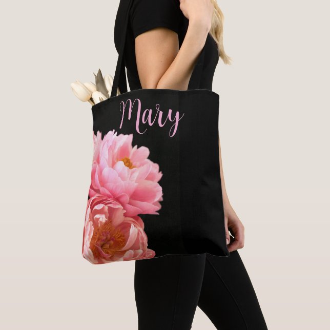 Personlig Tote bags - Rosa Peony Tygkasse (Närbild)