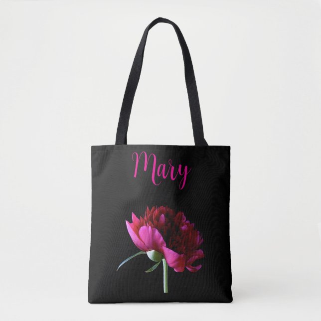 Personlig Tote bags - Rosa Peony Tygkasse (Framsida)