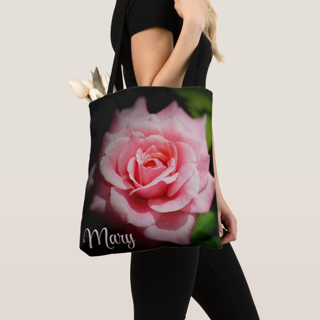 PERSONLIG TOTE BAGS - ROSA ROS TYGKASSE (Närbild)
