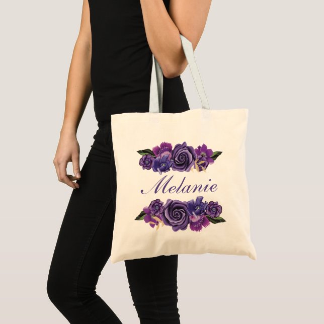 Personlig Tote - Ultra Violet Botanical Blommigts Tygkasse (Framsida (produkt))