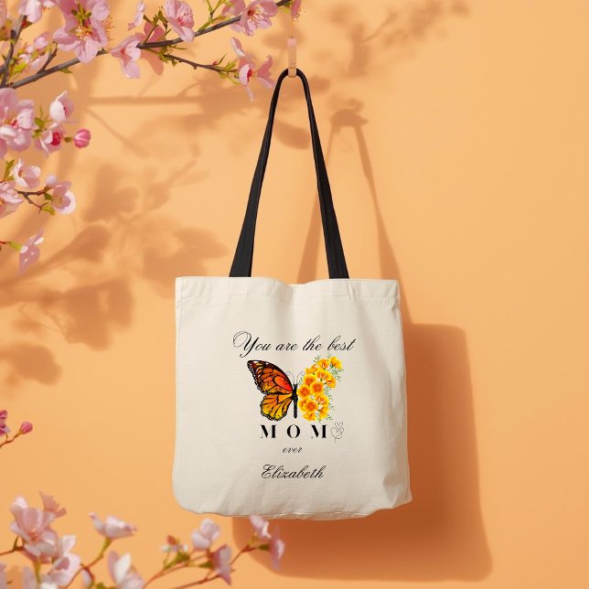 Personlig Totebag Med Blommig Fjäril Tygkasse (Skapare uppladdad)