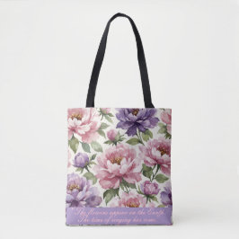 Personlig Totebag med Blommig Peoni Tygkasse