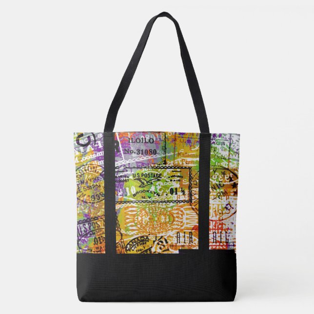 Personlig Totebag med poststämpelcollage Tygkasse (Framsida)