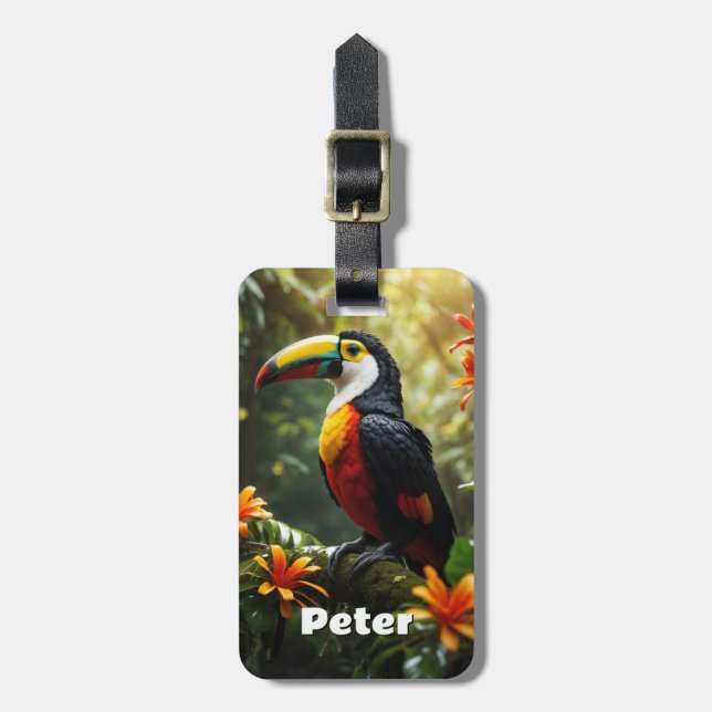 Personlig Toucan Luggage Tag Bagagebricka (Vertikal Framsida)