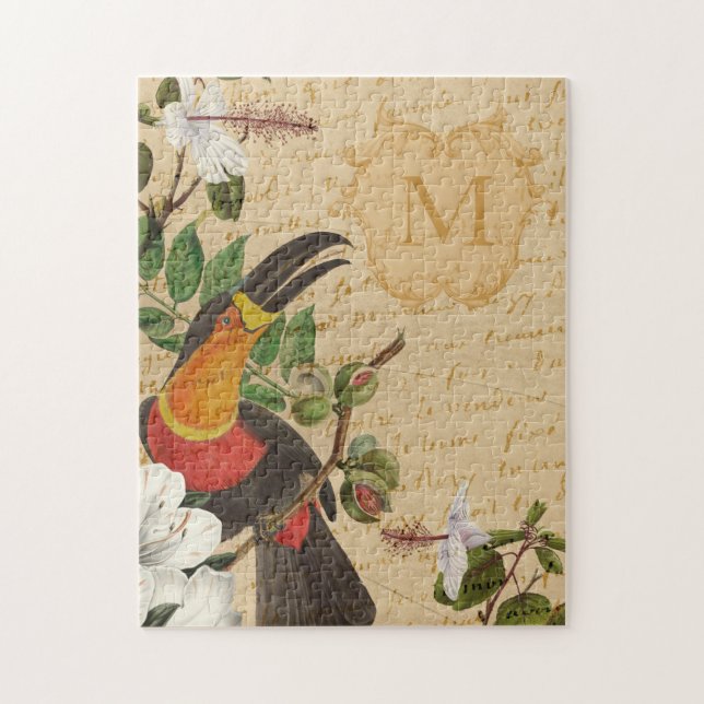 Personlig Toucan Monogram Pussel (Vertikal)