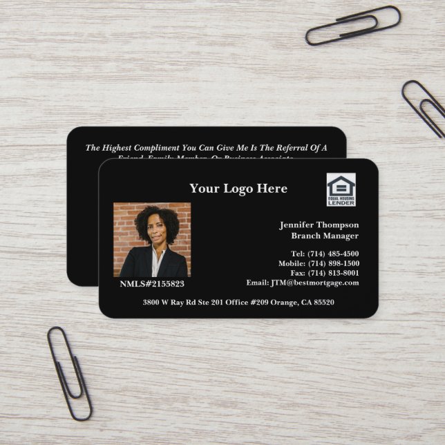 Personlig Touch for Mortgage Professionell Visitkort (Fram/Back In Situ)