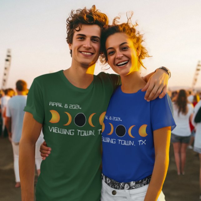 Personlig Town State Total Solar Eclipse 2024 T Shirt (2024 Total Solar Eclipse Custom Town and State T-Shirt)