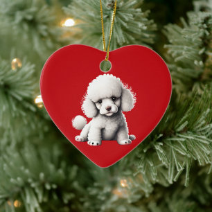 Personlig Toy Poodle Valp Jul Röd Julgransprydnad Keramik