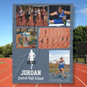 Personlig Track och Fält Photo Collage Namn Fleecefilt