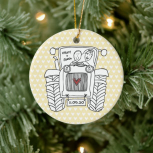 Personlig Tractor Bröllop-Dekorationen Jul Julgransprydnad Keramik