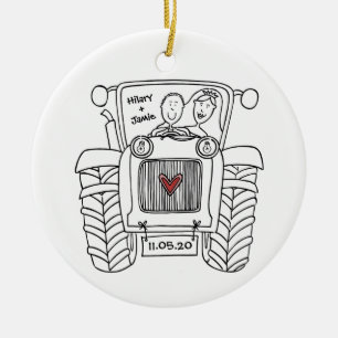 Personlig Tractor Bröllop keramisk Dekoration