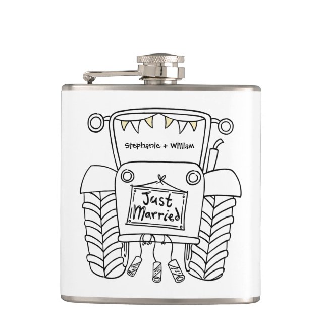 Personlig Tractor Landsbyggsbröllop Gift Fickplunta (Framsidan)