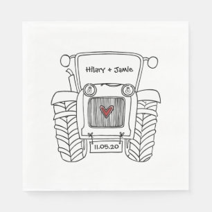 Personlig Tractor Landsbyggsbröllop Papper Pappersservett