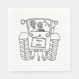 Personlig Tractor Landsbyggsbröllop Papper Pappersservett