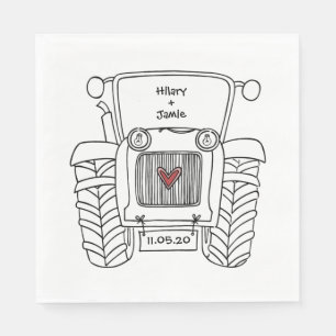 Personlig Tractor Landsbyggsbröllop Papper Pappersservett