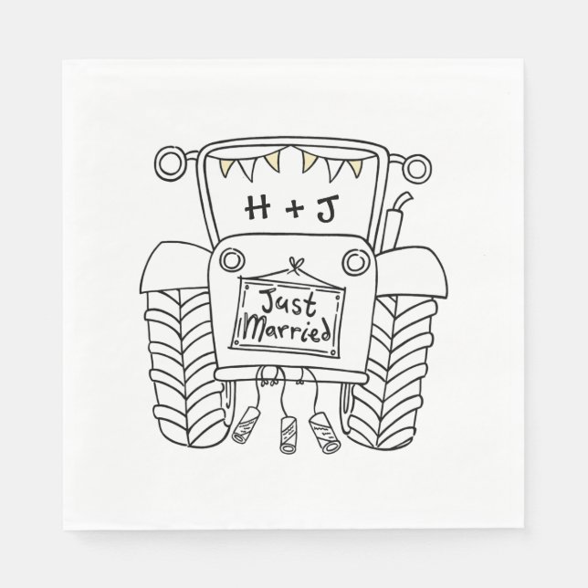 Personlig Tractor Landsbyggsbröllop Papper Pappersservett (Framsidan)