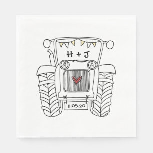 Personlig Tractor Landsbyggsbröllop Papper Pappersservett