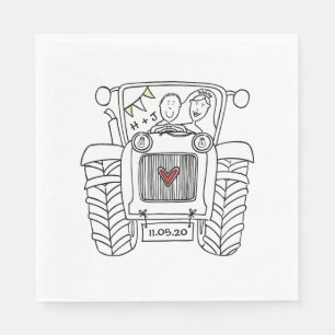 Personlig Tractor Landsbyggsbröllop Papper Pappersservett