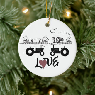 Personlig Tractor par Farm KÄRLEK jul Julgransprydnad Keramik