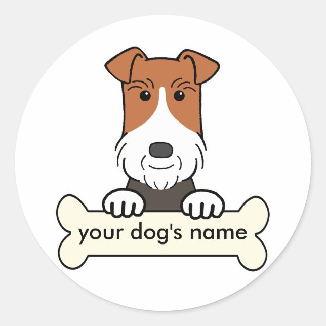Personlig Tråd Fox Terrier Runt Klistermärke (Framsida)