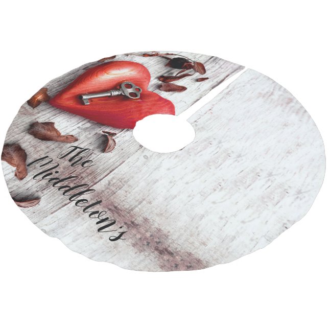 Personlig Träd Skirt Land Wood Nyckel till min Hea Julgransmatta Borstad Polyester (Vinklad)