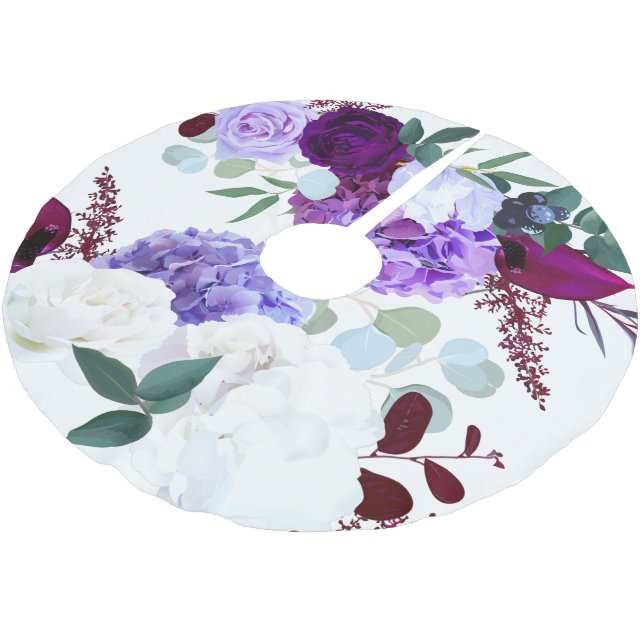 Personlig Träd Skirt Lavender Hibiscus på Whi Julgransmatta Borstad Polyester (Vinklad)
