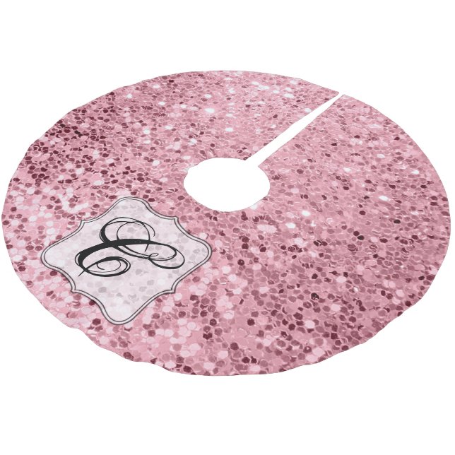 Personlig Träd Skirt Ro Guld Glitter Julgransmatta Borstad Polyester (Vinklad)