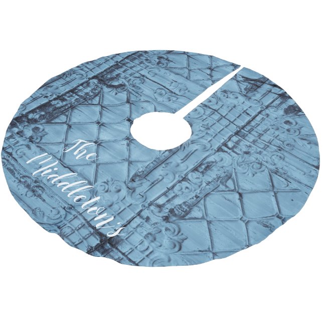 Personlig Träd Skirt Rustic Tin Panel Ceiling C Julgransmatta Borstad Polyester (Vinklad)